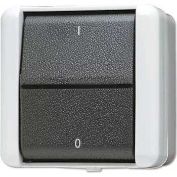 JUNG 802 W - Interruptor basculante - bipolar - con cable - negro - blanco - termoplástico - IP44