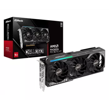 Tarjeta gráfica ASRock Challenger Radeon RX 9070 XT — 16 GB GDDR6, 256 bits, PCIe 5.0, refrigeración activa de 3 ventiladores