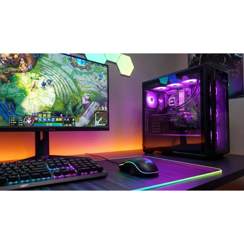 Ratón gaming con cable calefactado ActiveJet AMY-W390 — ambidiestro, óptico 2000 DPI, USB Type-A, 4 botones, negro