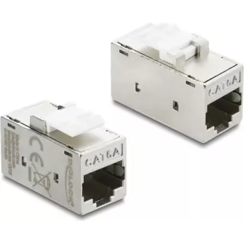 Delock 90989 Acoplador Keystone RJ45 a RJ45 Cat.6A, metal, plata/blanco