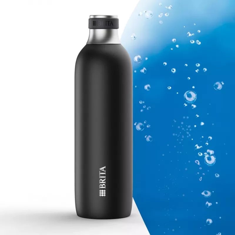 Botella de carbonatación BRITA 650 ml, acero inoxidable, negra, apta para lavavajillas