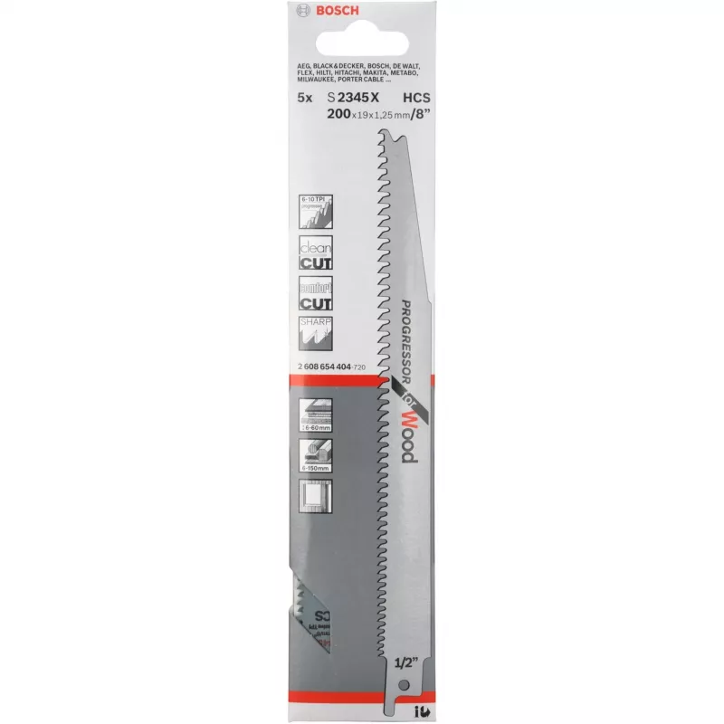 Hoja de sierra sable Bosch S 2345 X acero alto carbono (HCS) 5 uds.