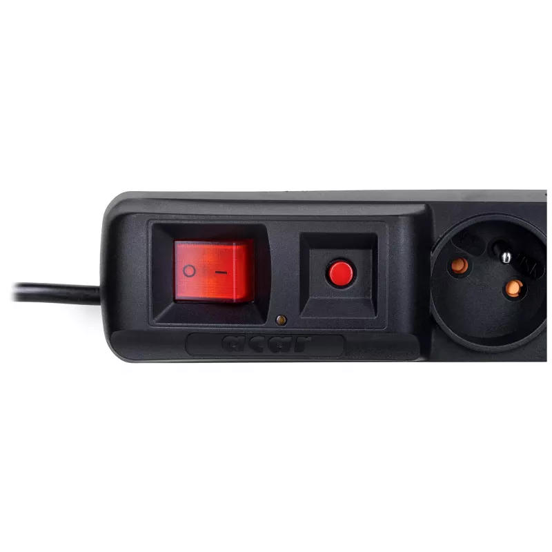 Regleta con interruptor: 8 tomas, cable de 1,5 m, negro