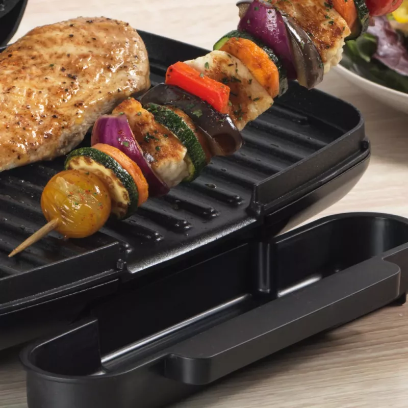 Parrilla eléctrica Petra PT4366MBLKVDE negra con recubrimiento antiadherente y temperatura ajustable