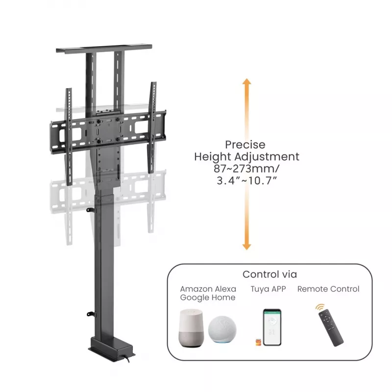 Soporte de suelo con elevador de TV eléctrico motorizado inteligente Maclean MC-866T TUYA app móvil Alexa Google Home 37''-80'' 60kg armario VESA (enchufe EU)