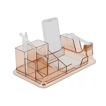 Organizador de escritorio DeLOCK 18341 transparente marrón plástico 145x250x85mm