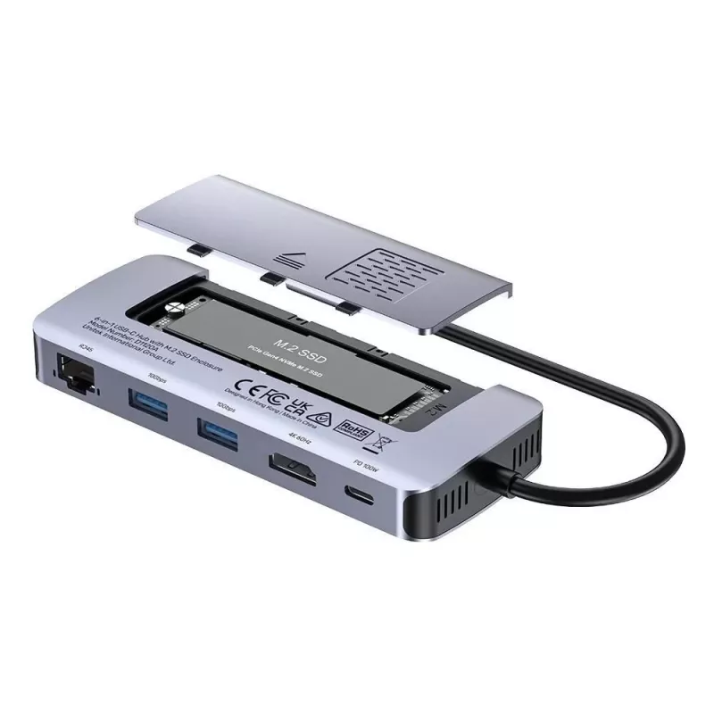 Hub activo UNITEK USB-C 10GBPS, M.2, HDMI, PD 100W