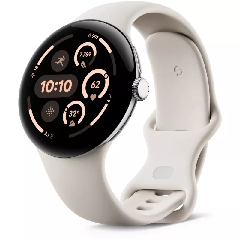 Google Pixel Watch 3 45 mm Wi-Fi reloj inteligente, plata pulida (Porcelain)