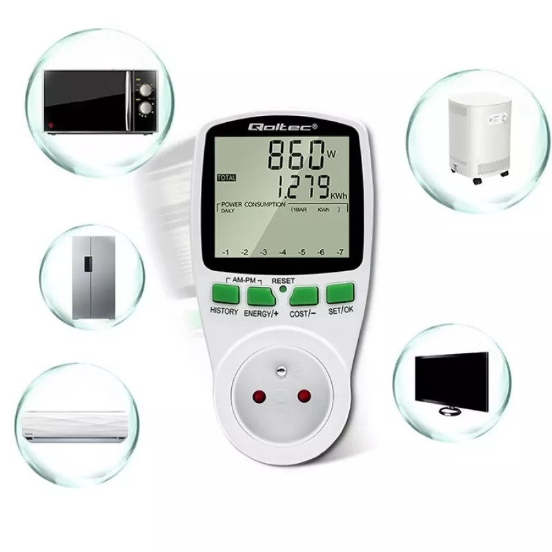 Medidor de consumo QOLTEC PM0627 3680W con historial — QOLTEC PM0627 3680W