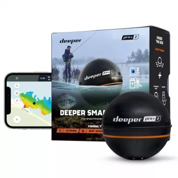 Sonda de pesca portátil Deeper Smart Sonar PRO+ 2 sonar 675 kHz, alcance 100 m, 65×65×65 mm, Li‑Ion 950 mAh