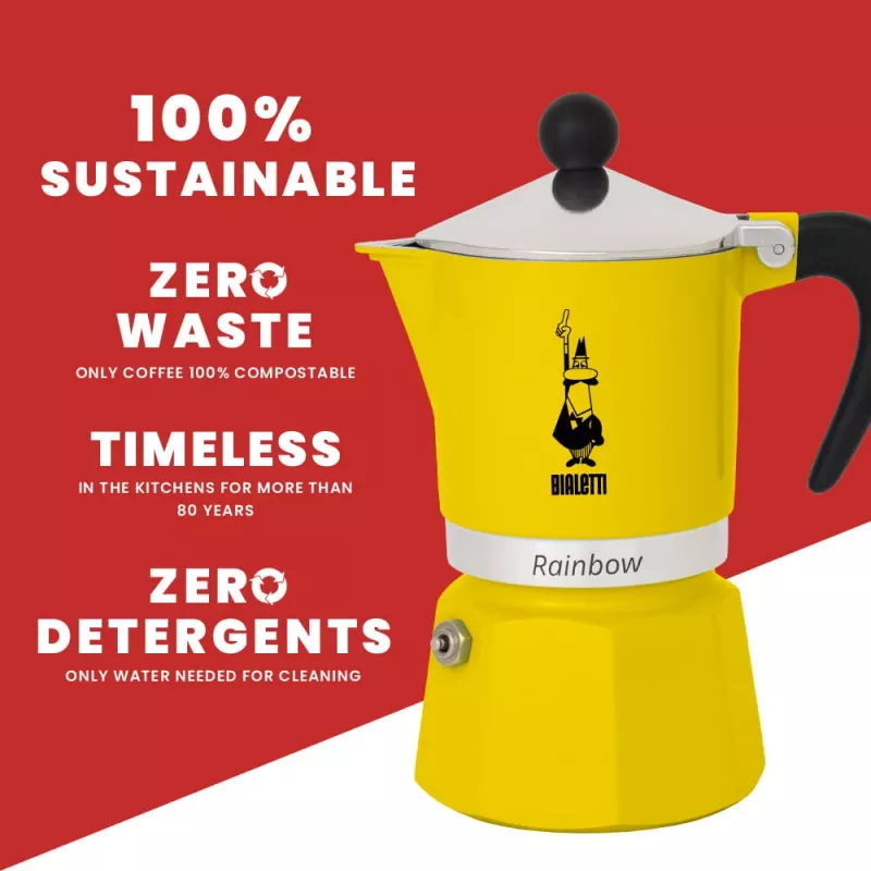 Cafetera moka Bialetti Rainbow Negro Amarillo