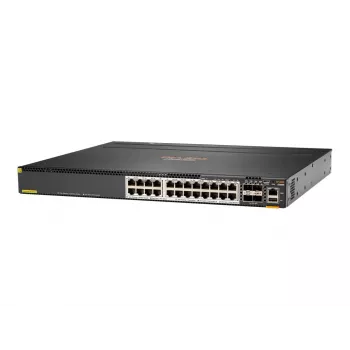 Hewlett Packard Enterprise HPE Aruba 6300M - Switch - L3 - gestionado - 24 x 1/2,5/5/10GBase-T + 4 x 1 Gigabit / 10 Gigabit / 25 Gigabit / 50 Gigabit SFP56 (Uplink / Stacking) - frontal