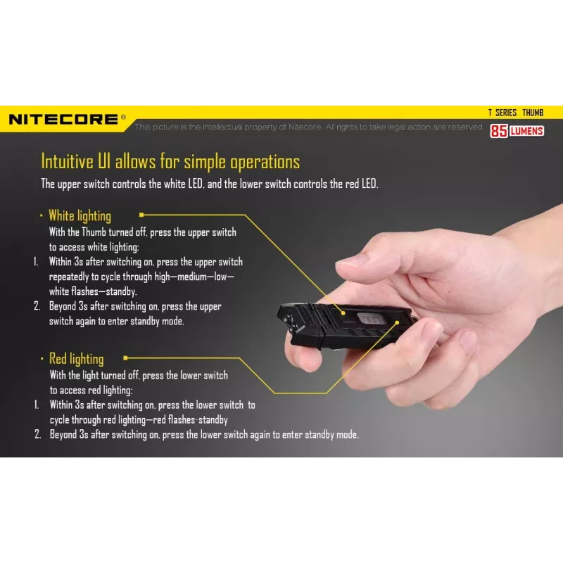 Linterna serie T 85 LUMENS/THUMB Nitecore