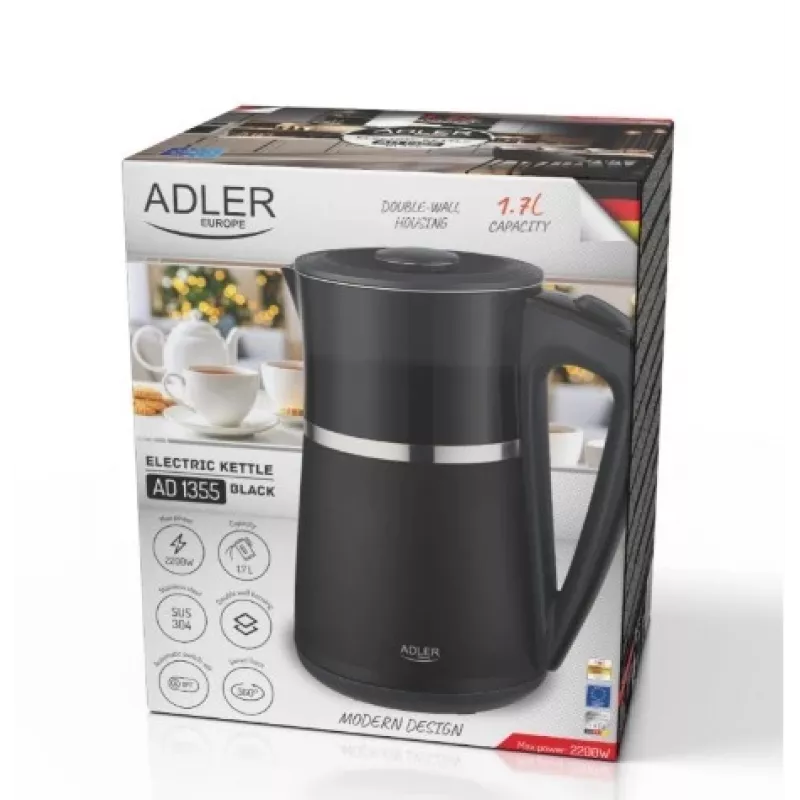Hervidor eléctrico Adler 1,7l 2200W negro