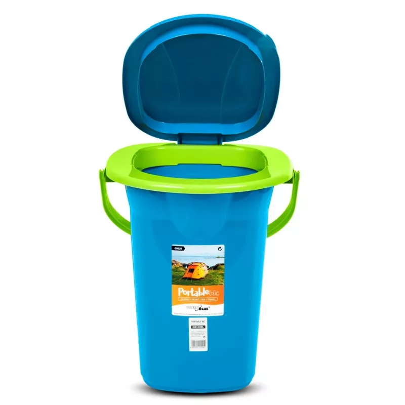 Inodoro portátil de viaje GreenBlue GB320BL cubo asiento camping festival asa tapa resistente estable 19L