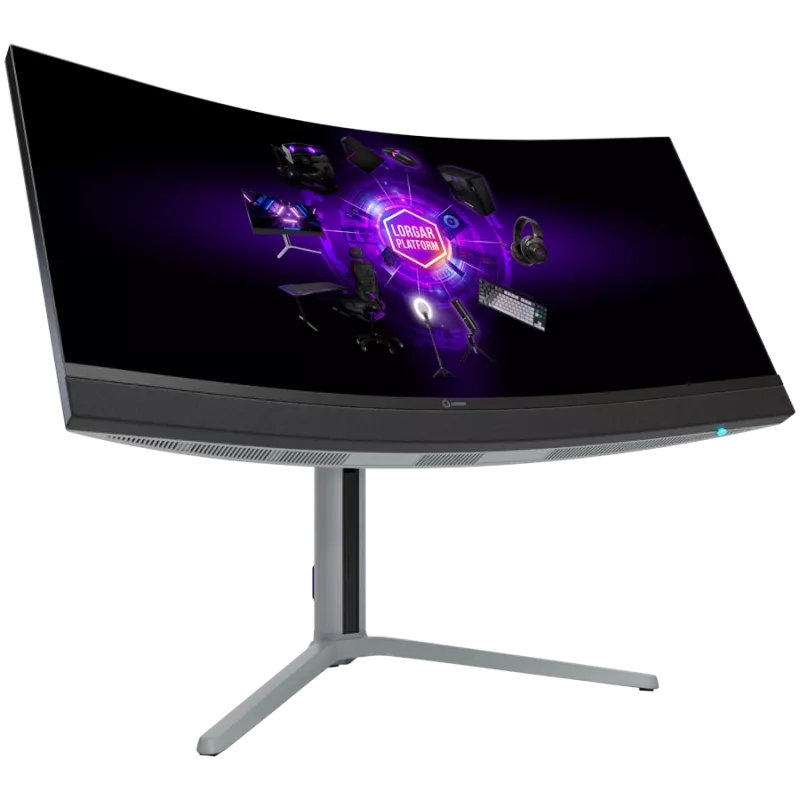 LORGAR 34MP1, Monitor gaming UWQHD MiniLED Pro, 34'' (3440*1440) Monitor curvo VA, negro/gris lechoso
