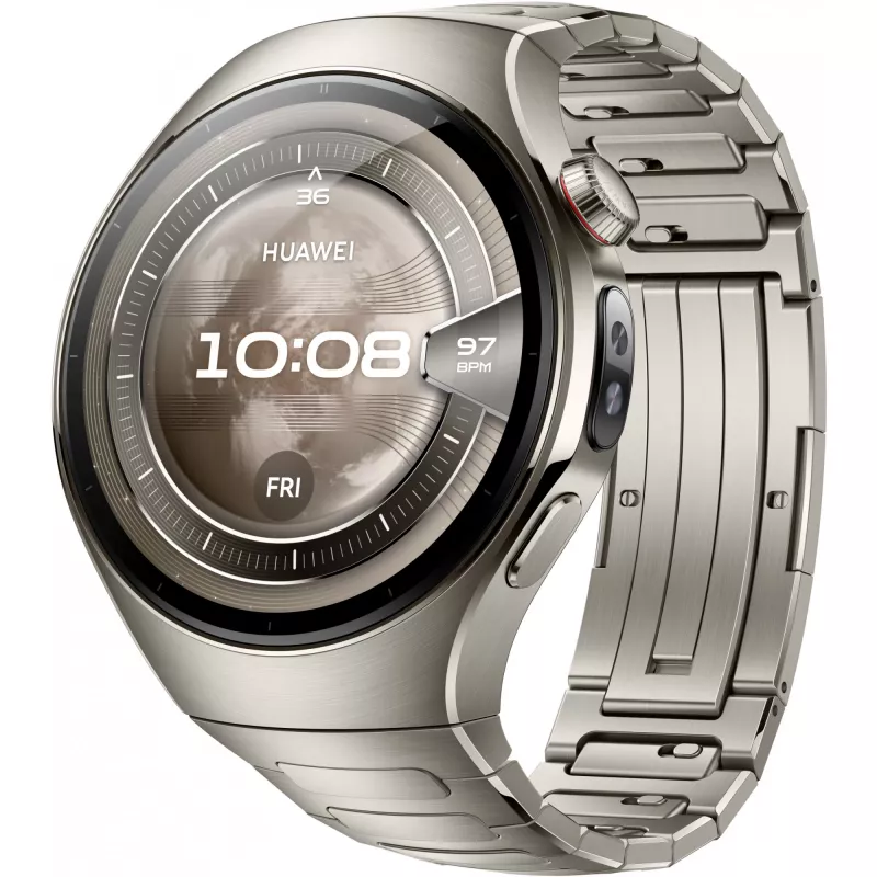 Smartwatch HUAWEI WATCH 5, 1,5 pulgadas AMOLED, 466×466, 46 mm carcasa de titanio, Wi‑Fi, GPS, plata