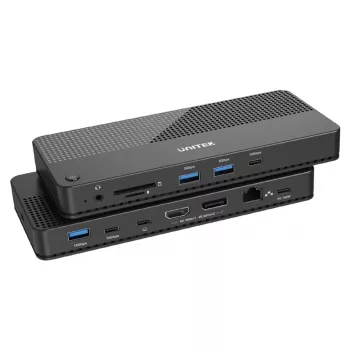 Docking station UNITEK D1079A USB4 con cable negro 100W Power Delivery