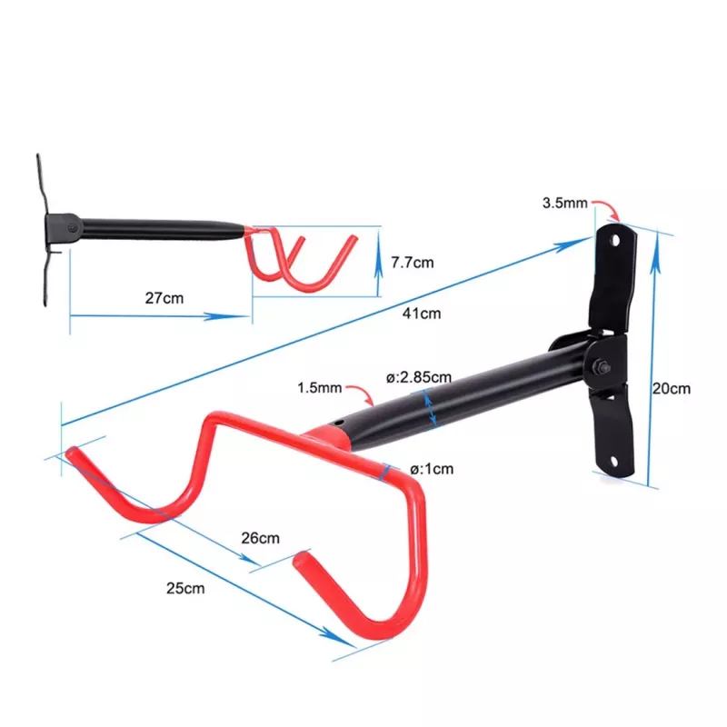 Soporte de bicicleta de pared MACLEAN MC-430, soporte horizontal, soporta hasta 30 kg, negro