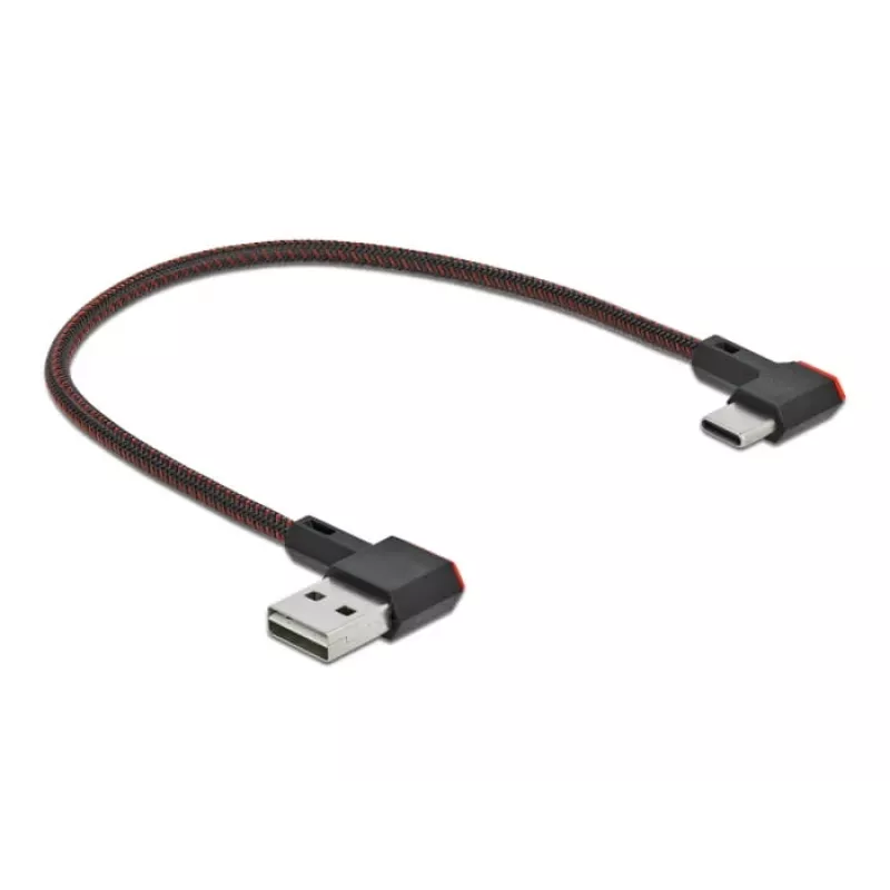 Cable USB DeLOCK EASY-USB 2.0 conector macho Type-A a conector macho Type-C acodado 0,2 m negro