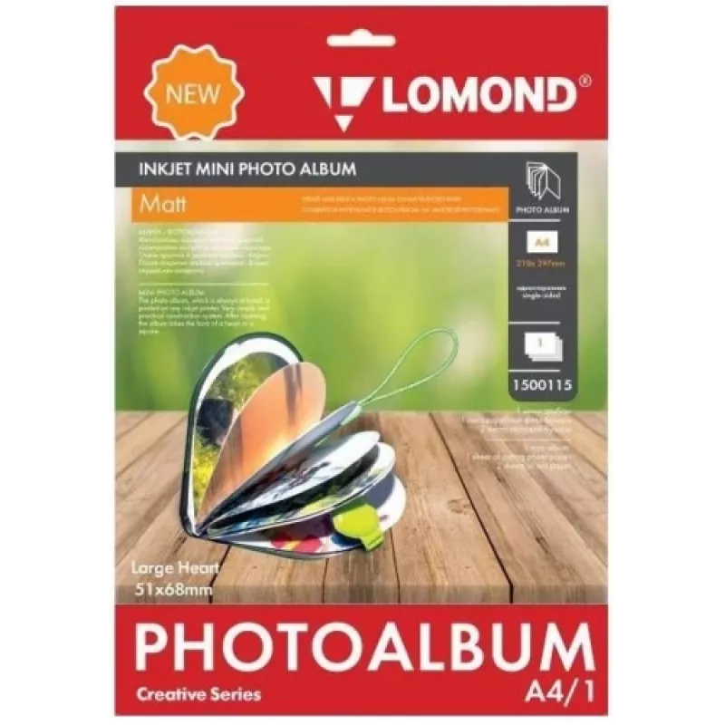 Mini álbum Lomond para inyección de tinta Corazón grande Mate 51x68 mm (Grande)