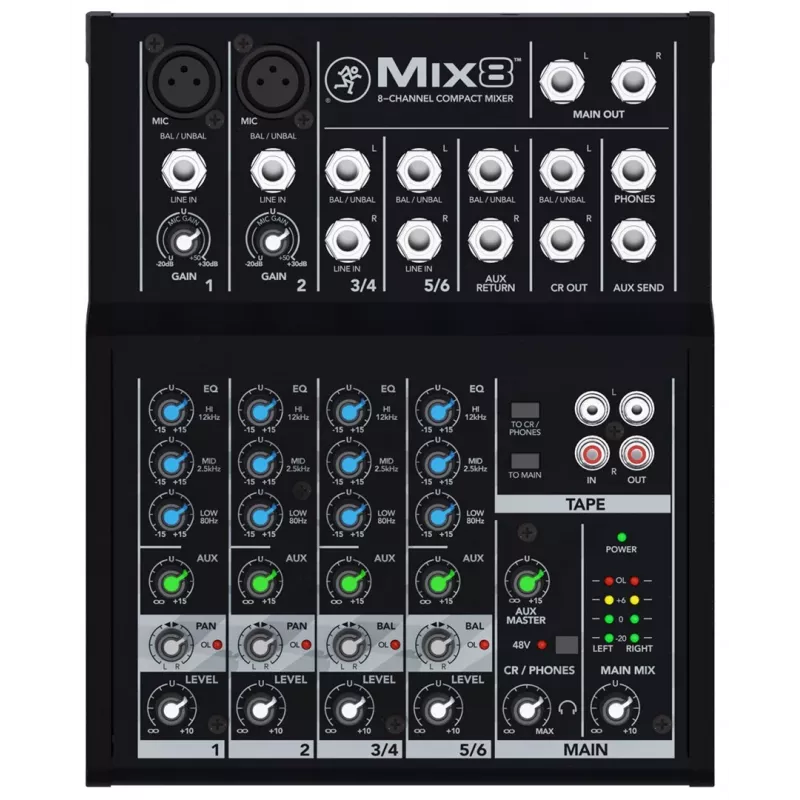 Mackie Mix8 mezclador de 8 canales, 20–30000 Hz, negro