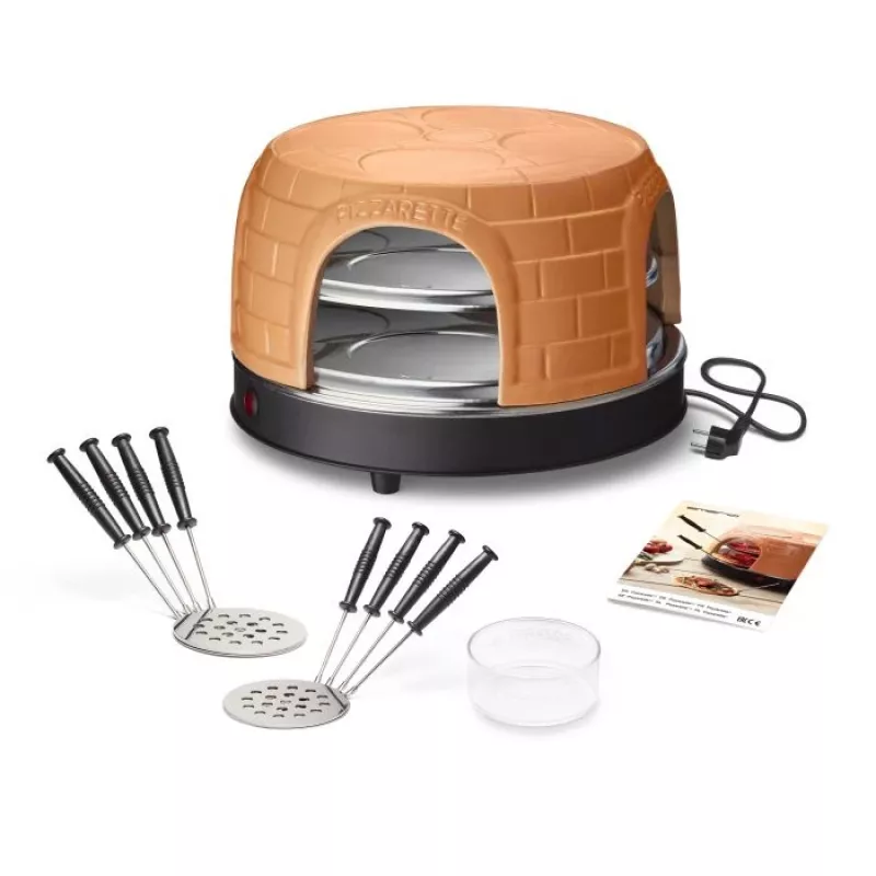 Horno eléctrico para pizza Emerio PO-116124.1 con función de precocción, apto para hasta 8 personas