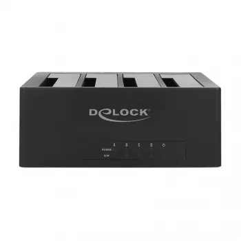 Estación de acoplamiento DeLOCK USB Type-C para 4 x SATA HDD / SSD - bahías de acoplamiento HDD: 4 - 2.5 / 3.5 compartidas (6,4 cm/8,9 cm compartidas)