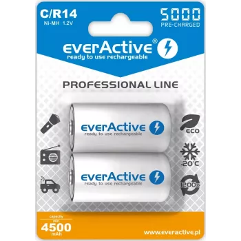 Pila cilíndrica recargable NiMH everActive EVHRL14-5000, 1,2 V, 2 uds., 51,5 mm de altura