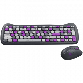 Conjunto de teclado y ratón inalámbricos CANYON HSET-W6 Kitty Edition – violeta