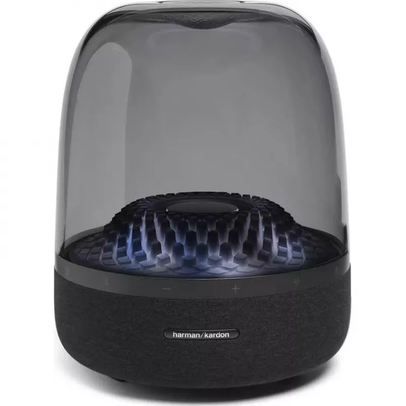 Altavoz portátil inalámbrico Harman/Kardon Aura Studio 4 — 100 W, 3 altavoces, 45–20000 Hz, negro/transparente