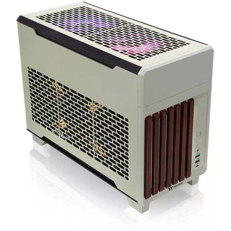 Caja mini THERMALTAKE TR100 WS Verde Matcha, diseño compacto, compatibilidad con mini-ITX/microATX