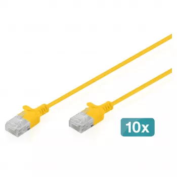 Cable de red CAT6 U-UTP DIGITUS 5 m fino, amarillo, pack de 10