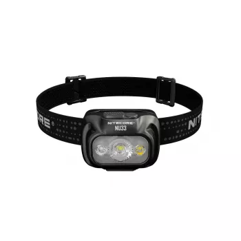 Linterna frontal Nitecore NU33, negra, 3 LEDs, 700 lm, Aluminio, USB recargable, IP66