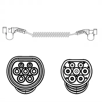 Cable de carga para vehículo eléctrico ROLINE Type 2–Type 2 5 m, 7,4 kW, 32 A, 250 V (ROLINE 19.08.0035)