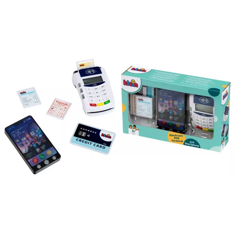Terminal de pago de juguete KLEIN 172740 con accesorios para smartphone para sets de juego de rol
