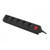 Lanberg regleta de alimentación, 5X tomas francesas con interruptor, cobre de alta calidad, 1.5 m | PS1-05E-0150-BK
