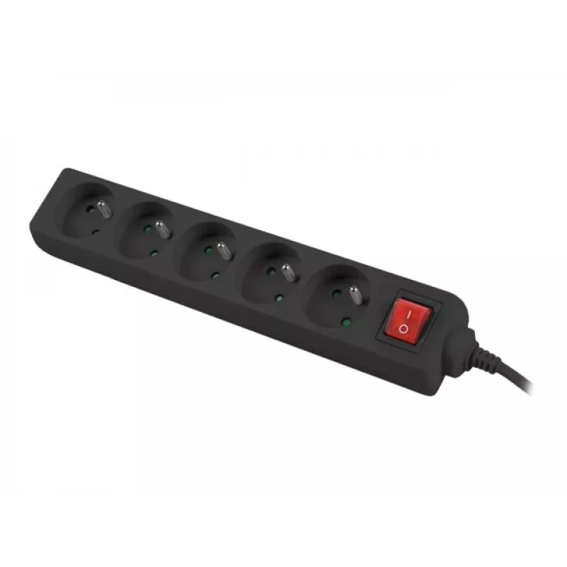 Lanberg regleta de alimentación, 5X tomas francesas con interruptor, cobre de alta calidad, 1.5 m | PS1-05E-0150-BK
