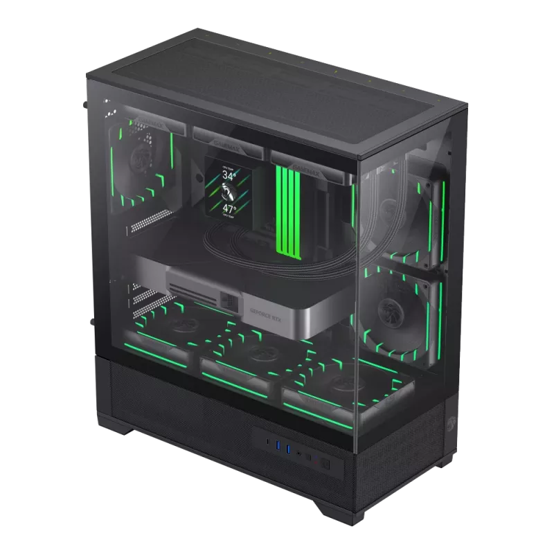 Caja Gamemax | VISTA 2 AB | negra | torre Midi | fuente de alimentación no incluida