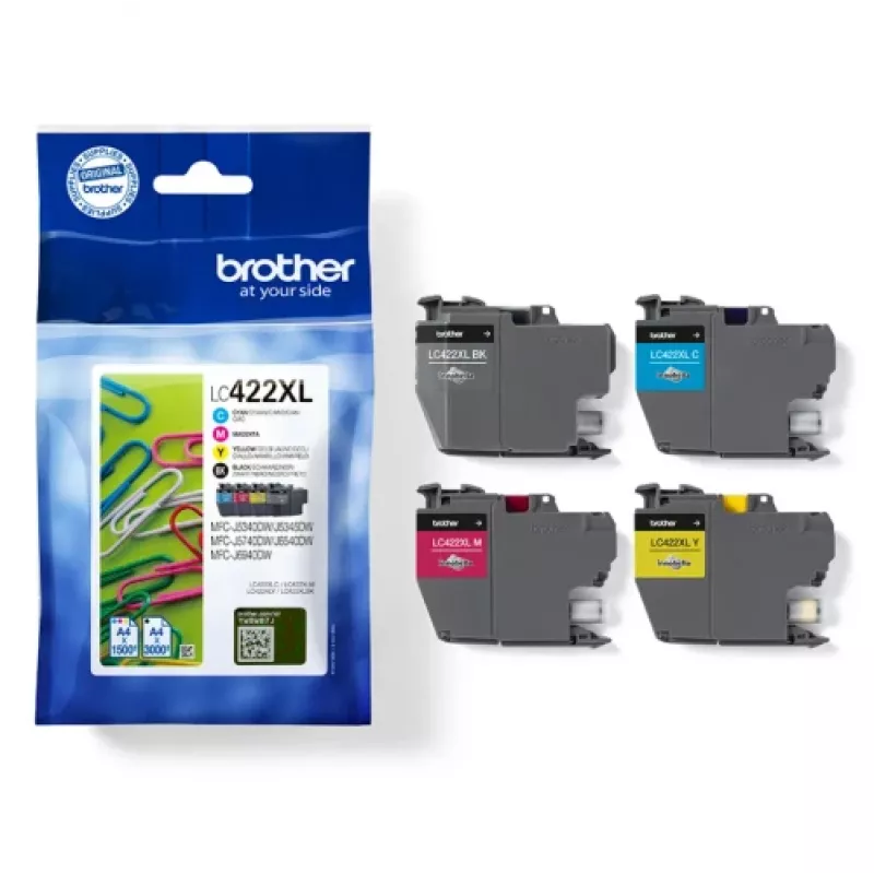 Brother LC422XLVALDR Cartucho de tinta 4 uds. Original Alto (XL) rendimiento Negro, Cian, Magenta, Amarillo