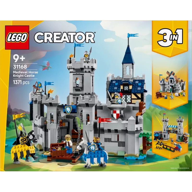 Juguete de construcción LEGO Creator 3 en 1 Castillo medieval de caballeros set 31168 — 1371 piezas, 6 minifiguras, a partir de 9 años