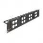 Delock 88195 panel de parcheo de 19" tipo D con 4 placas de 86 x 86 mm, 4 puertos, 2U, negro