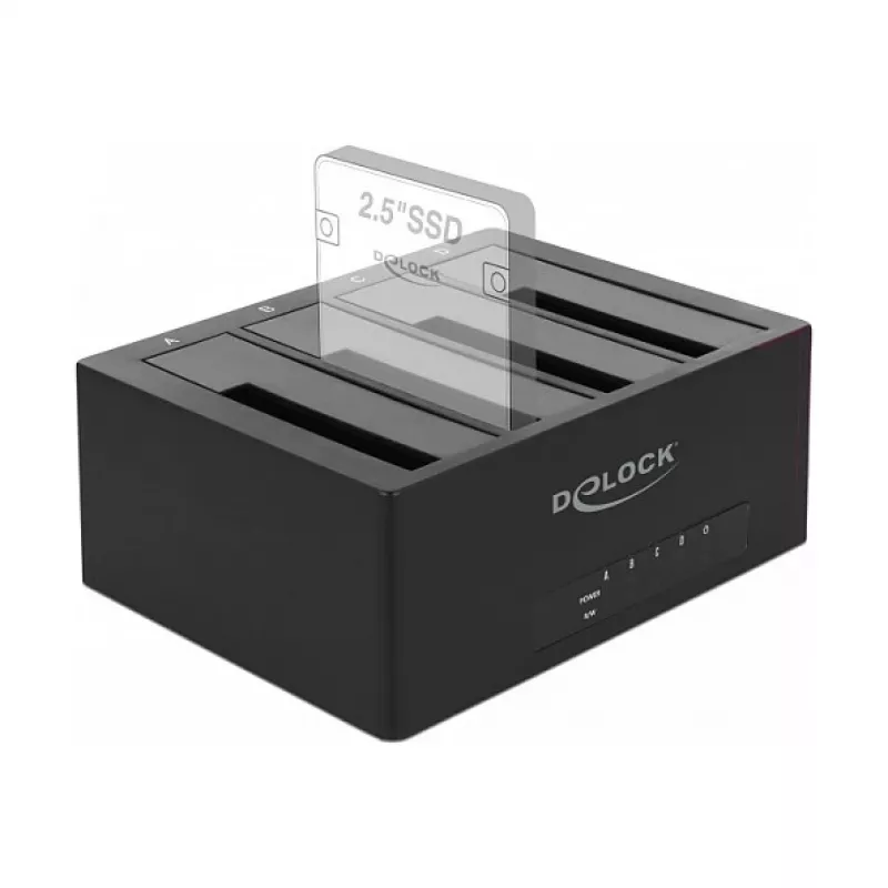 Estación de acoplamiento DeLOCK USB Type-C para 4 x SATA HDD / SSD - bahías de acoplamiento HDD: 4 - 2.5 / 3.5 compartidas (6,4 cm/8,9 cm compartidas)