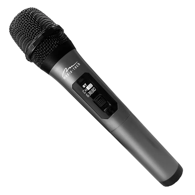 Micrófono de karaoke MEDIA-TECH MT398 Wireless, USB-C, a pilas, 20 m de alcance, negro