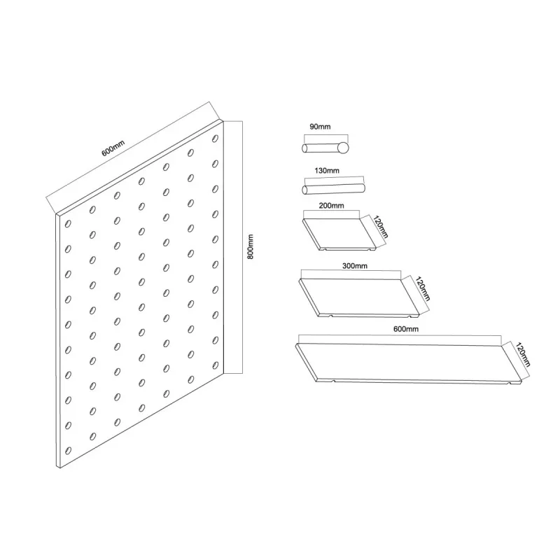 Organizador de cables MACLEAN MC-131 WD tablero de madera para montaje en mesa y pared, carga máx. 20 kg