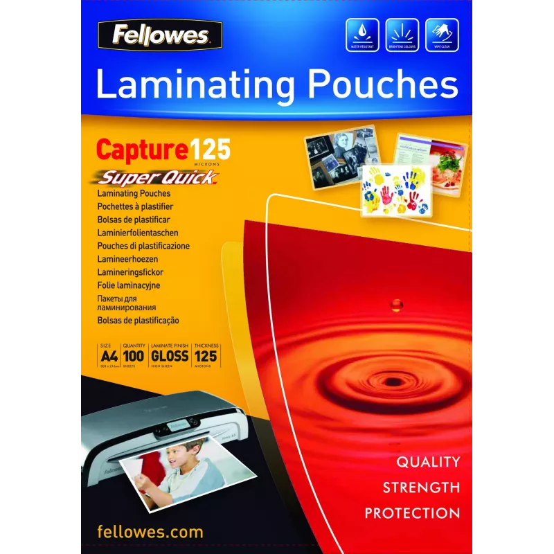 Fundas de laminar Fellowes SuperQuick A4 Glossy 125 micras