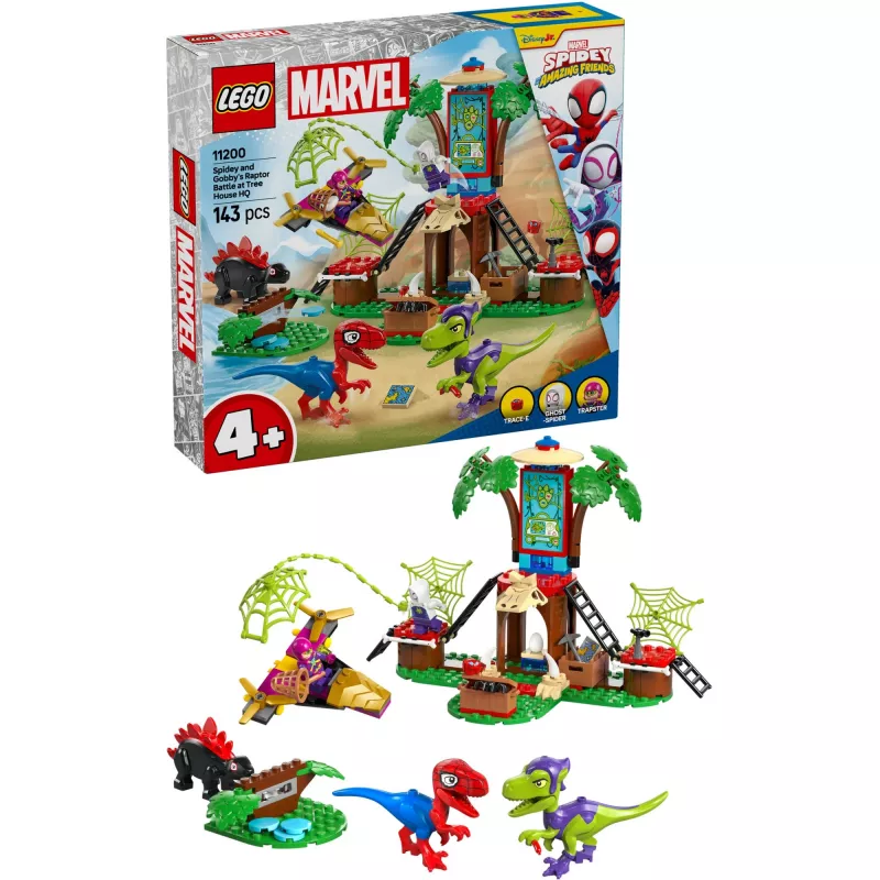 LEGO MARVEL 11200 Spidey y la batalla de Gobby con raptor en el cuartel general de la casa del árbol