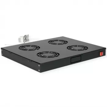 Unidad de ventiladores ROLINE 19 inch 4 ventiladores con termostato, modelo 26.21.0272 — accesorio de refrigeración para rack