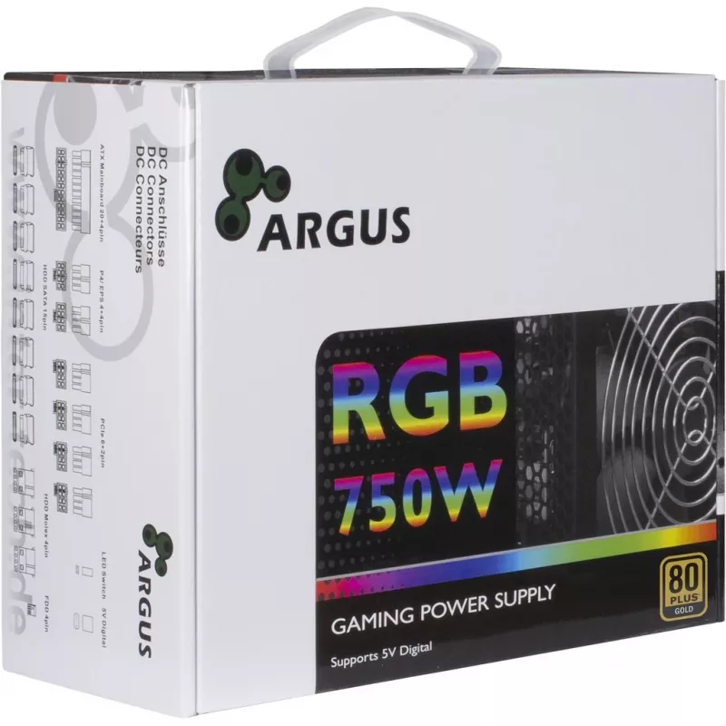 Inter-Tech Argus RGB-750W CM II Fuente de alimentación 20+4 pin ATX ATX Negro