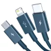 Cable USB 3en1 Baseus Superior Series, USB a Micro-USB / USB-C / Lightning, 3,5 A, 1,5 m (azul)